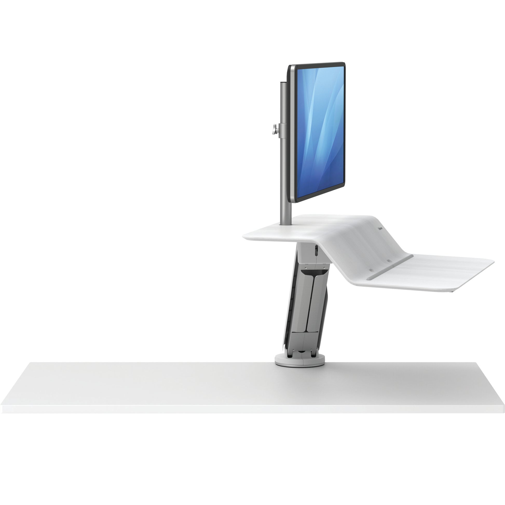 BUY FELLOWES® LOTUS™ RT SIT STAND WORKSTATION with FREE SHIPPING. Available in white with a single monitor arm. Hight adjustable Desk converter 8081701