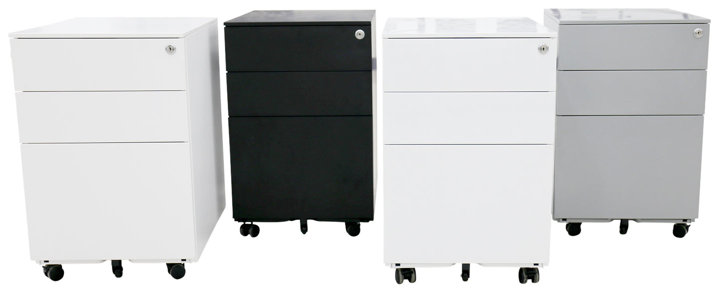 BUY Movida Steel Mobile Pedestal - Standard/Slim/Squat FREE SHIPPING. Movida Steel Mobile Pedestals/desk draws come in 3 different options: Standard Slim Squat Both the Standard and the Slim Mobile Pedestals work well for any ordinary desk, with the Slim just giving you that bit extra room if you have a smaller desk