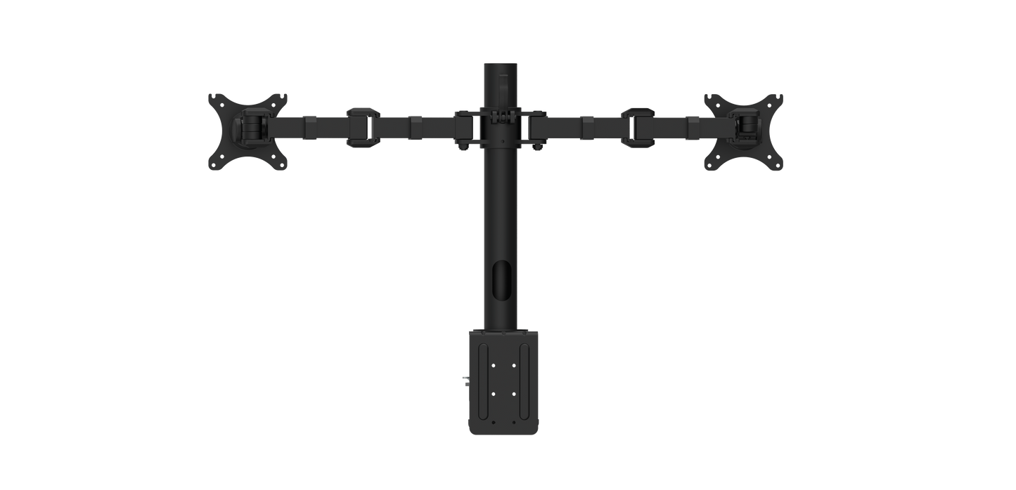 Buy Rapidline Revolve Dual Monitor Arm FREE SHIPPING RMA2 BL Perfect to use with our range of Standing Desks and Desk Converters! Liberate your worktop space and improve posture with a Revolve pole mounted dual monitor arm. With 360 degrees horizontal adjustment and cable management within the pole, available in black