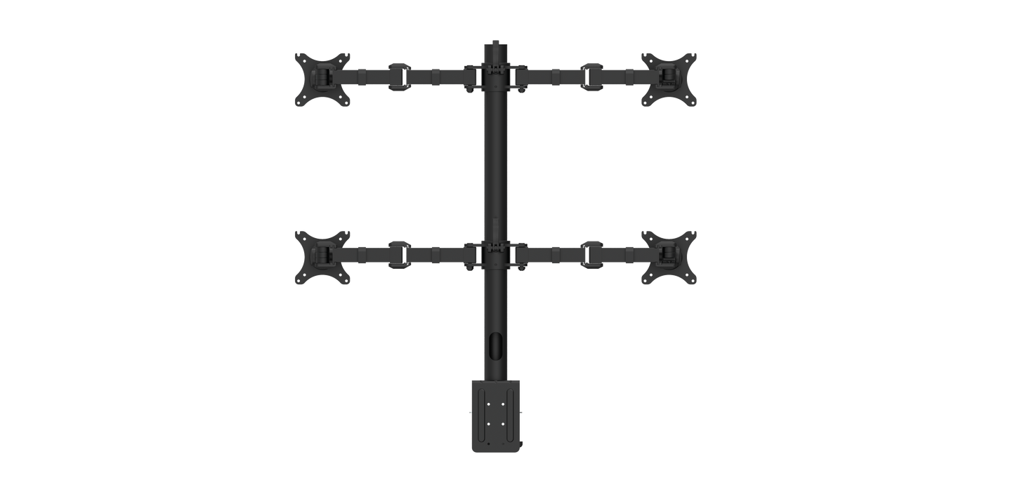 Buy Rapidline Revolve Quad Monitor Arm FREE SHIPPING RMA4 BL Perfect to use with our range of Standing Desks! Liberate your worktop space and improve posture with a Revolve pole-mounted quad monitor arm. With 360 degrees horizontal adjustment and cable management within the pole, and backed by a 3-year warranty. Black