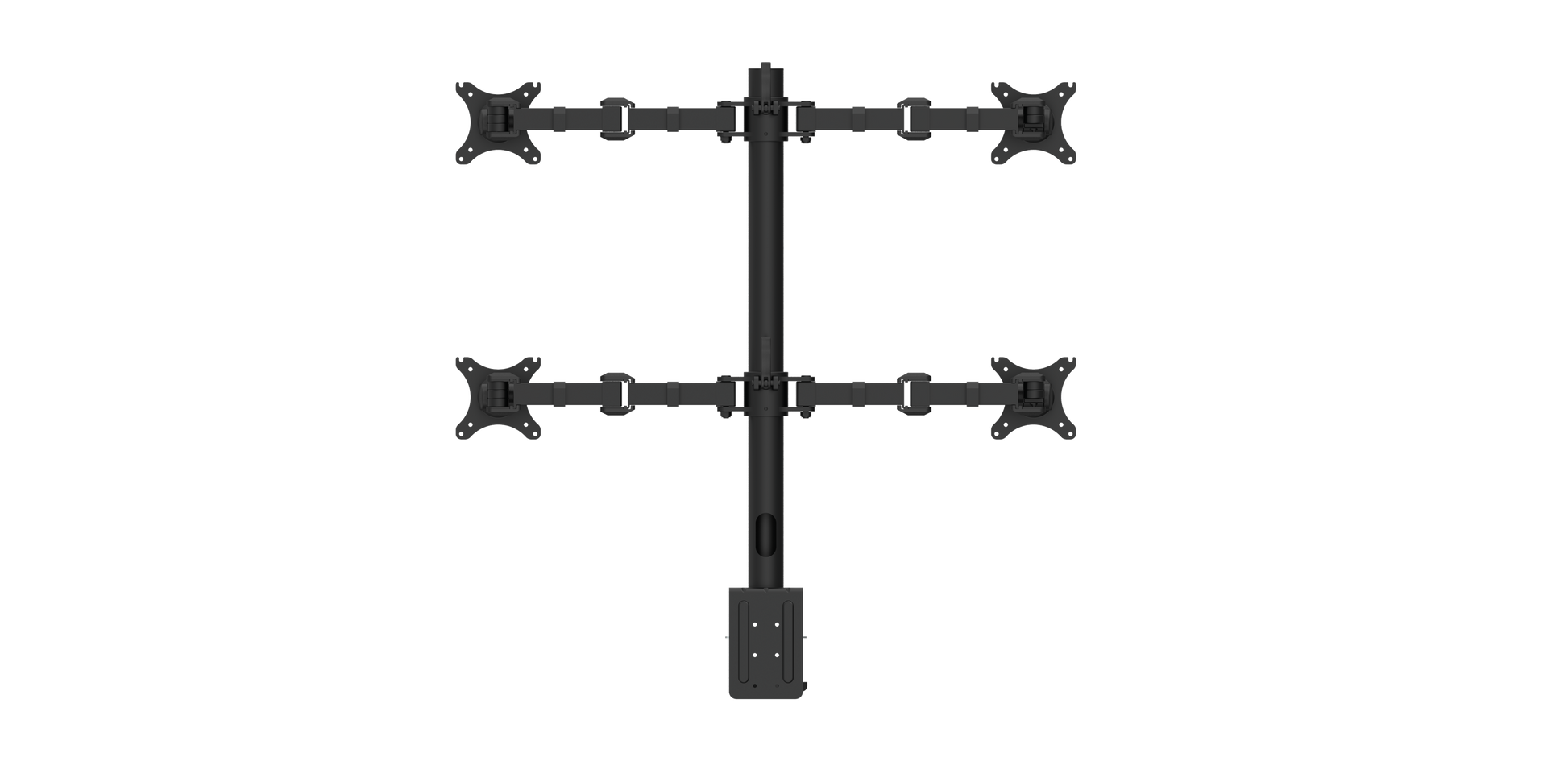 Buy Rapidline Revolve Quad Monitor Arm FREE SHIPPING RMA4 BL Perfect to use with our range of Standing Desks! Liberate your worktop space and improve posture with a Revolve pole-mounted quad monitor arm. With 360 degrees horizontal adjustment and cable management within the pole, and backed by a 3-year warranty. Black