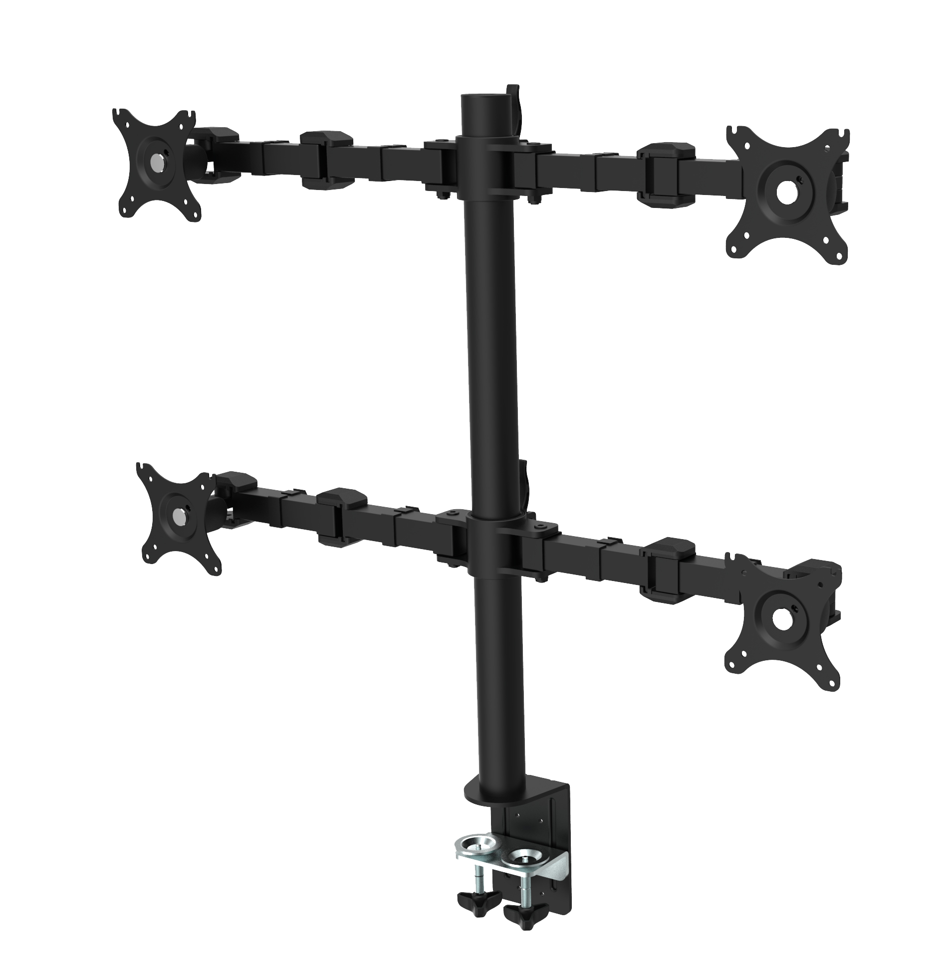 Buy Rapidline Revolve Quad Monitor Arm FREE SHIPPING RMA4 BL Perfect to use with our range of Standing Desks! Liberate your worktop space and improve posture with a Revolve pole-mounted quad monitor arm. With 360 degrees horizontal adjustment and cable management within the pole, and backed by a 3-year warranty. Black