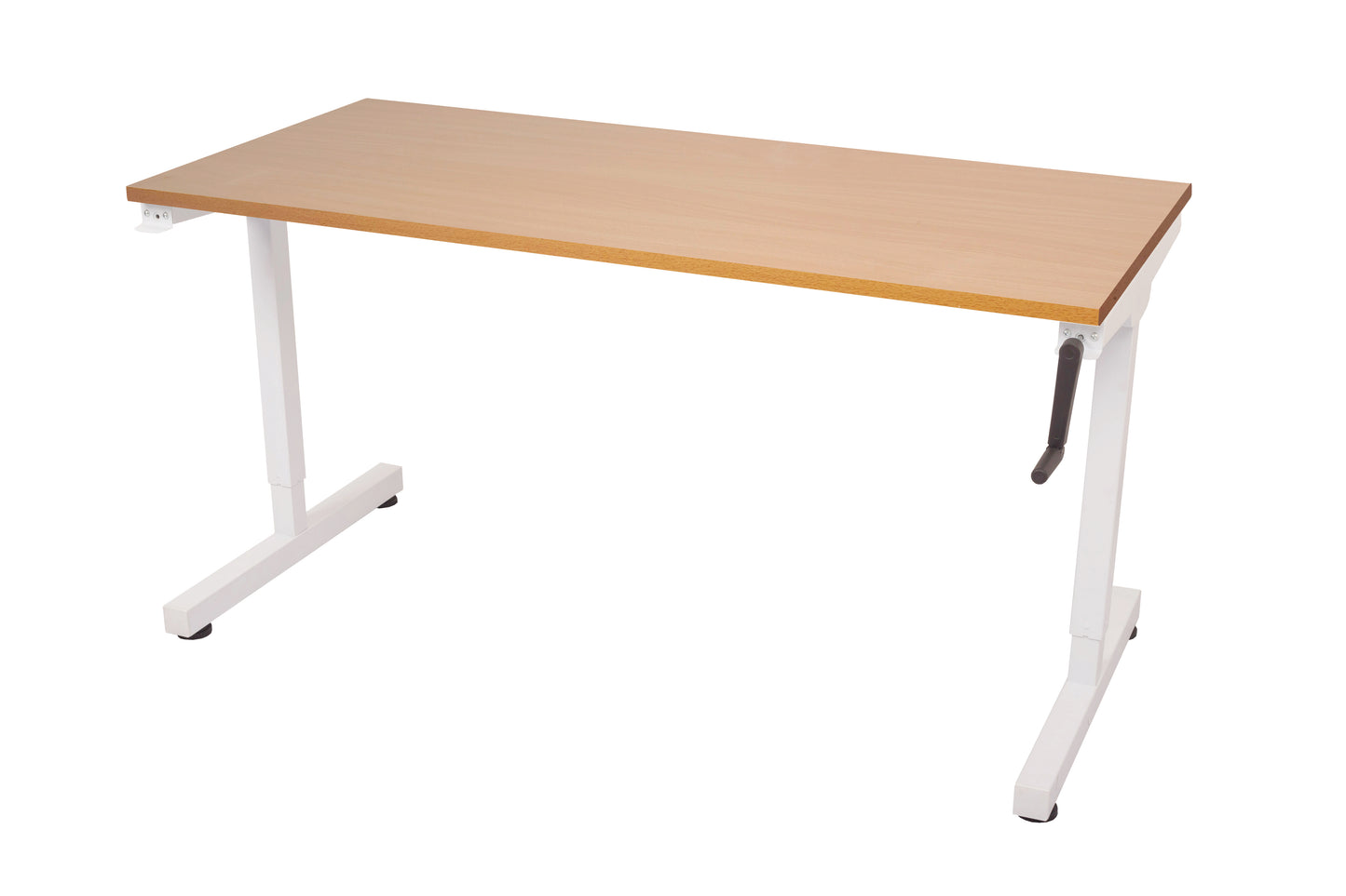 Buy Rapidline Triumph Manual Height Adjust Workstation FREE SHIPPING TMA127, TMA157, TMA187 standing desk white base 1200mm x 700mm, 1500mm x 700mm, 1800mm x 700mm beech tabletop