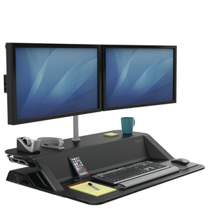 BUY FELLOWES LOTUS Sit Stand Workstation with FREE SHIPPING 7901 black dual monitor arm