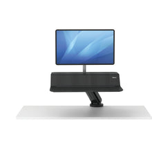 Load image into Gallery viewer, BUY FELLOWES® LOTUS™ RT SIT STAND WORKSTATION with FREE SHIPPING. Available in black with a single monitor arm. Hight adjustable Desk converter 8081501 