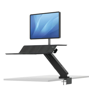 BUY FELLOWES® LOTUS™ RT SIT STAND WORKSTATION with FREE SHIPPING. Available in black with a single monitor arm. Hight adjustable Desk converter 8081501 