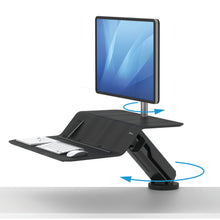 Load image into Gallery viewer, BUY FELLOWES® LOTUS™ RT SIT STAND WORKSTATION with FREE SHIPPING. Available in black with a single monitor arm. Hight adjustable Desk converter 8081501 