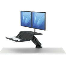 Load image into Gallery viewer, BUY FELLOWES® LOTUS™ RT SIT STAND WORKSTATION with FREE SHIPPING. Available in black with a double monitor arm. Hight adjustable Desk converter 8081601 