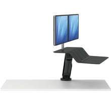Load image into Gallery viewer, BUY FELLOWES® LOTUS™ RT SIT STAND WORKSTATION with FREE SHIPPING. Available in black with a double monitor arm. Hight adjustable Desk converter 8081601 