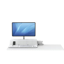 Load image into Gallery viewer, BUY FELLOWES® LOTUS™ RT SIT STAND WORKSTATION with FREE SHIPPING. Available in white with a single monitor arm. Hight adjustable Desk converter 8081701 