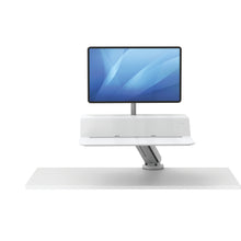 Load image into Gallery viewer, BUY FELLOWES® LOTUS™ RT SIT STAND WORKSTATION with FREE SHIPPING. Available in white with a single monitor arm. Hight adjustable Desk converter 8081701 