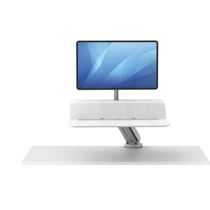 BUY FELLOWES® LOTUS™ RT SIT STAND WORKSTATION with FREE SHIPPING. Available in white with a single monitor arm. Hight adjustable Desk converter 8081701 