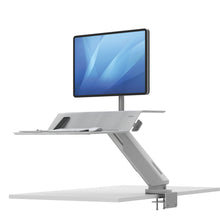Load image into Gallery viewer, BUY FELLOWES® LOTUS™ RT SIT STAND WORKSTATION with FREE SHIPPING. Available in white with a single monitor arm. Hight adjustable Desk converter 8081701 