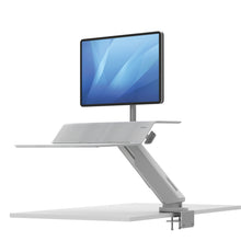 Load image into Gallery viewer, BUY FELLOWES® LOTUS™ RT SIT STAND WORKSTATION with FREE SHIPPING. Available in white with a single monitor arm. Hight adjustable Desk converter 8081701 