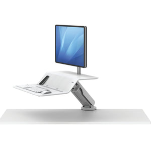 BUY FELLOWES® LOTUS™ RT SIT STAND WORKSTATION with FREE SHIPPING. Available in white with a single monitor arm. Hight adjustable Desk converter 8081701 