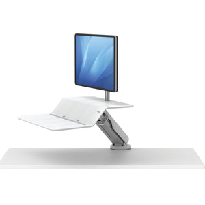 BUY FELLOWES® LOTUS™ RT SIT STAND WORKSTATION with FREE SHIPPING. Available in white with a single monitor arm. Hight adjustable Desk converter 8081701 