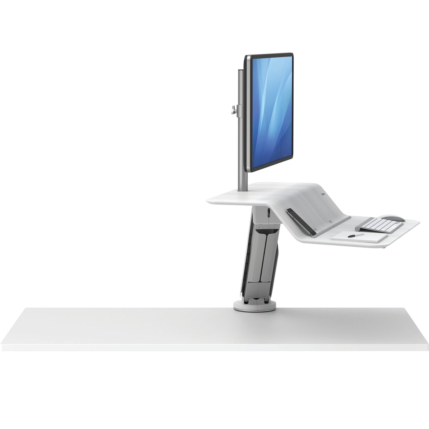 BUY FELLOWES® LOTUS™ RT SIT STAND WORKSTATION with FREE SHIPPING. Available in white with a single monitor arm. Hight adjustable Desk converter 8081701 