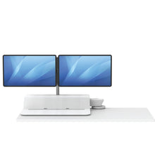 Load image into Gallery viewer, BUY FELLOWES® LOTUS™ RT SIT STAND WORKSTATION with FREE SHIPPING. Available in white with a double monitor arm. Hight adjustable Desk converter 8081801