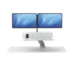Load image into Gallery viewer, BUY FELLOWES® LOTUS™ RT SIT STAND WORKSTATION with FREE SHIPPING. Available in white with a double monitor arm. Hight adjustable Desk converter 8081801
