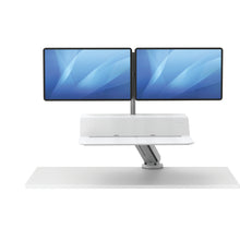 Load image into Gallery viewer, BUY FELLOWES® LOTUS™ RT SIT STAND WORKSTATION with FREE SHIPPING. Available in white with a double monitor arm. Hight adjustable Desk converter 8081801