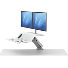 Load image into Gallery viewer, BUY FELLOWES® LOTUS™ RT SIT STAND WORKSTATION with FREE SHIPPING. Available in white with a double monitor arm. Hight adjustable Desk converter 8081801