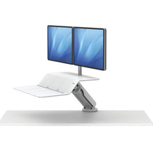 Load image into Gallery viewer, BUY FELLOWES® LOTUS™ RT SIT STAND WORKSTATION with FREE SHIPPING. Available in white with a double monitor arm. Hight adjustable Desk converter 8081801