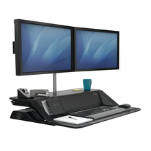Load image into Gallery viewer, BUY FELLOWES LOTUS DX sit stand workstation FREE SHIPPING 8082101 black dual monitor arm