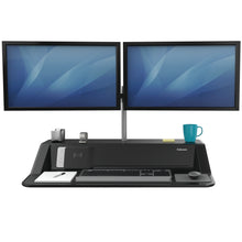 Load image into Gallery viewer, BUY FELLOWES LOTUS DX sit stand workstation FREE SHIPPING 8082101 black dual monitor arm