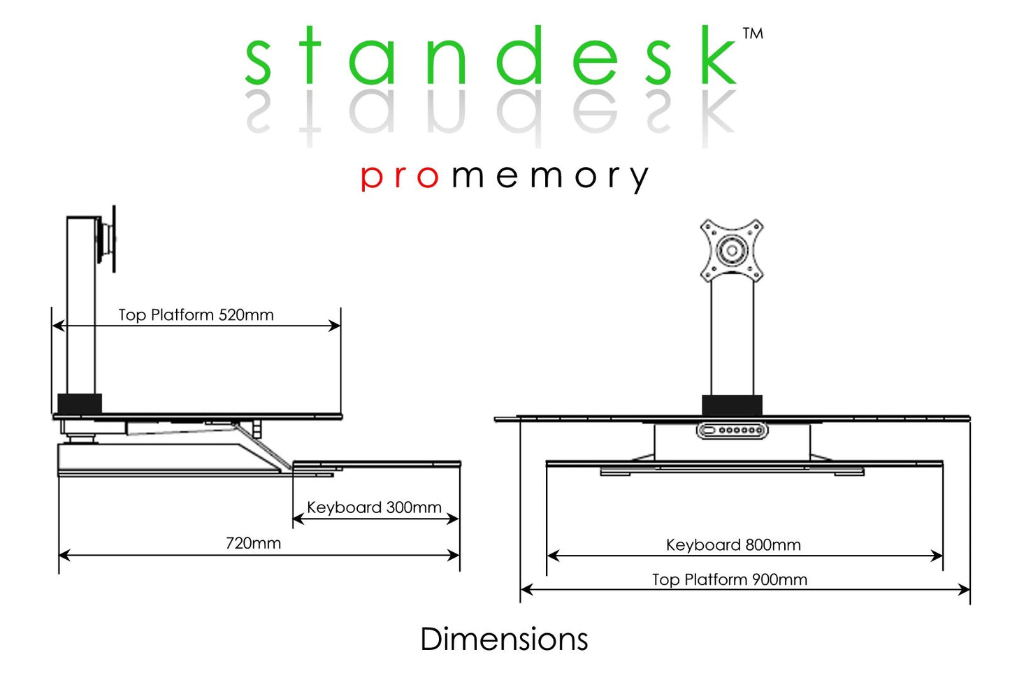 Buy Standesk Pro Memory Desk Converter workstation/desktop risers with FREE SHIPPING dimensions