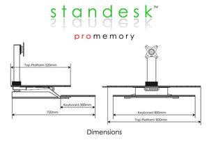 Buy Standesk Pro Memory Desk Converter workstation/desktop risers with FREE SHIPPING dimensions