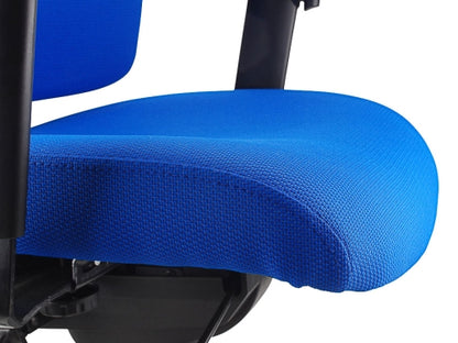 Buy quality Ergoform Ergonomic Office Desk Chair now with FREE SHIPPING blue with black base and armrests close up