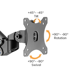 Brateck Dual Monitors Heavy-Duty Aluminum Gas Spring Monitor Arm Fit Most 17''-32'' Up to 12kg per screen