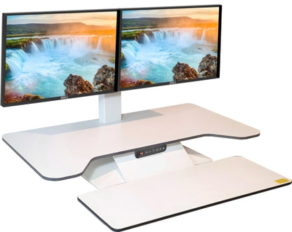 Buy Standesk Pro Memory Desk Converter workstation/desktop risers with FREE SHIPPING white dual monitor bracket