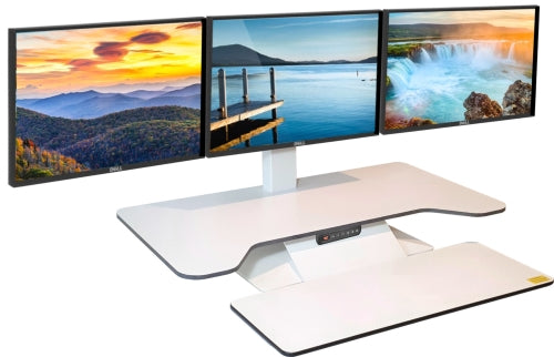 Buy Standesk Pro Memory Desk Converter workstation/desktop risers with FREE SHIPPING white triple monitor bracket