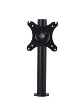 Load image into Gallery viewer, Buy Rapidline Revolve Single Monitor Arm FREE SHIPPING RMA1 BL Perfect to use with our range of Standing Desks and Desk Converters! Liberate your worktop space and improve posture with a Revolve pole mounted single monitor arm. With 360 degrees horizontal adjustment and cable management within the pole. Colour: Black