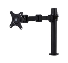 Load image into Gallery viewer, Buy Rapidline Revolve Single Monitor Arm FREE SHIPPING RMA1 BL Perfect to use with our range of Standing Desks and Desk Converters! Liberate your worktop space and improve posture with a Revolve pole mounted single monitor arm. With 360 degrees horizontal adjustment and cable management within the pole. Colour: Black