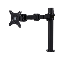 Load image into Gallery viewer, Buy Rapidline Revolve Single Monitor Arm FREE SHIPPING RMA1 BL Perfect to use with our range of Standing Desks and Desk Converters! Liberate your worktop space and improve posture with a Revolve pole mounted single monitor arm. With 360 degrees horizontal adjustment and cable management within the pole. Colour: Black