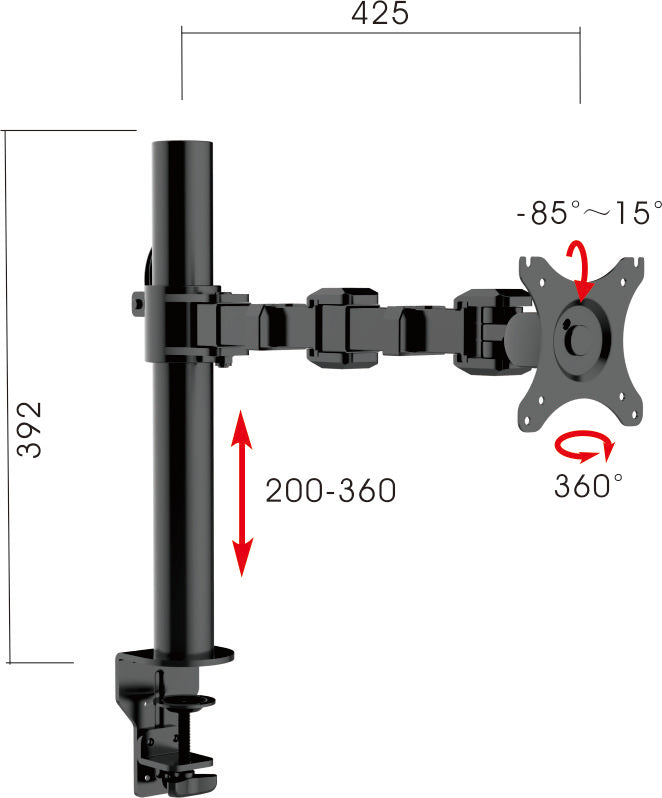 Buy Rapidline Revolve Single Monitor Arm FREE SHIPPING RMA1 BL Perfect to use with our range of Standing Desks and Desk Converters! Liberate your worktop space and improve posture with a Revolve pole mounted single monitor arm. With 360 degrees horizontal adjustment and cable management within the pole. Colour: Black dimensions