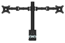 Load image into Gallery viewer, Buy Rapidline Revolve Dual Monitor Arm FREE SHIPPING RMA2 BL Perfect to use with our range of Standing Desks and Desk Converters! Liberate your worktop space and improve posture with a Revolve pole mounted dual monitor arm. With 360 degrees horizontal adjustment and cable management within the pole, available in black