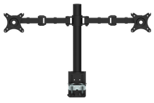 Load image into Gallery viewer, Buy Rapidline Revolve Dual Monitor Arm FREE SHIPPING RMA2 BL Perfect to use with our range of Standing Desks and Desk Converters! Liberate your worktop space and improve posture with a Revolve pole mounted dual monitor arm. With 360 degrees horizontal adjustment and cable management within the pole, available in black