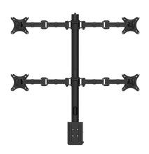 Load image into Gallery viewer, Buy Rapidline Revolve Quad Monitor Arm FREE SHIPPING RMA4 BL Perfect to use with our range of Standing Desks! Liberate your worktop space and improve posture with a Revolve pole-mounted quad monitor arm. With 360 degrees horizontal adjustment and cable management within the pole, and backed by a 3-year warranty. Black