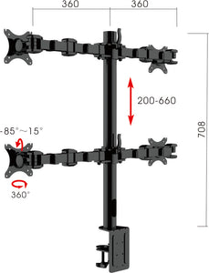 Buy Rapidline Revolve Quad Monitor Arm FREE SHIPPING RMA4 BL Perfect to use with our range of Standing Desks! Liberate your worktop space and improve posture with a Revolve pole-mounted quad monitor arm. With 360 degrees horizontal adjustment and cable management within the pole, and backed by a 3-year warranty. Black dimensions