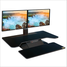 Load image into Gallery viewer, Buy Standesk Pro Memory Desk Converter workstation/desktop risers with FREE SHIPPING black dual monitor bracket